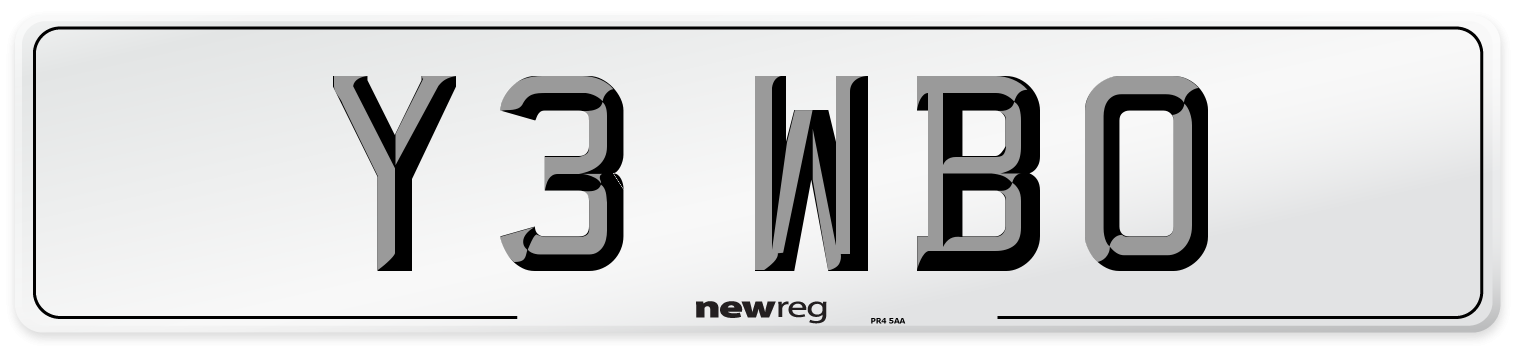 Y3 WBO Number Plate from New Reg